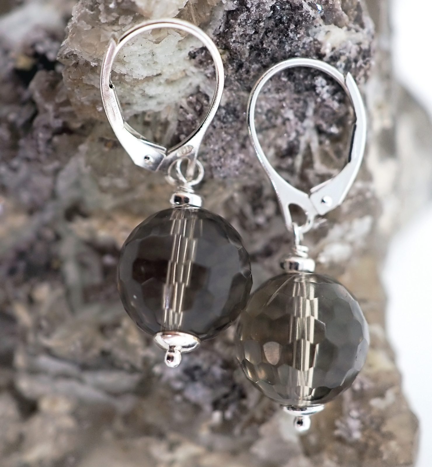 Faceted smoky quartz earrings