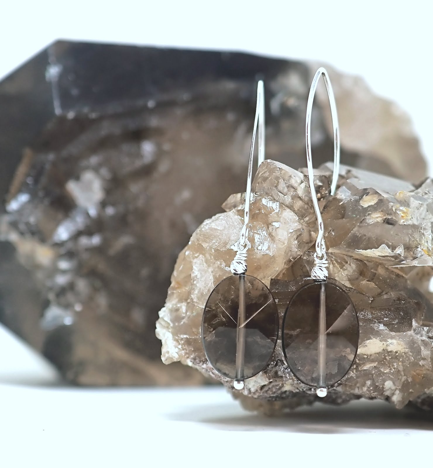 Faceted smoky quartz earrings