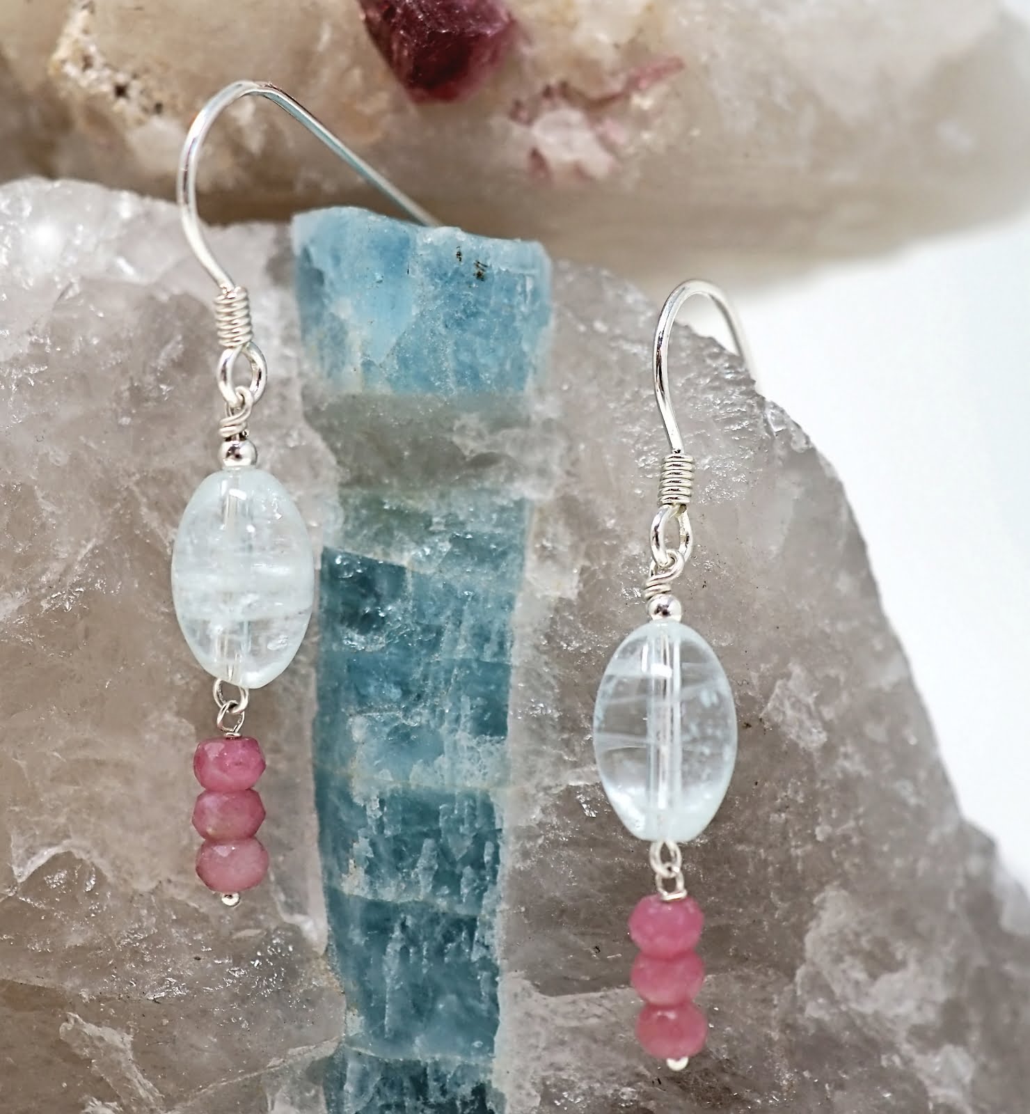 Aqua marine and tourmaline earrings