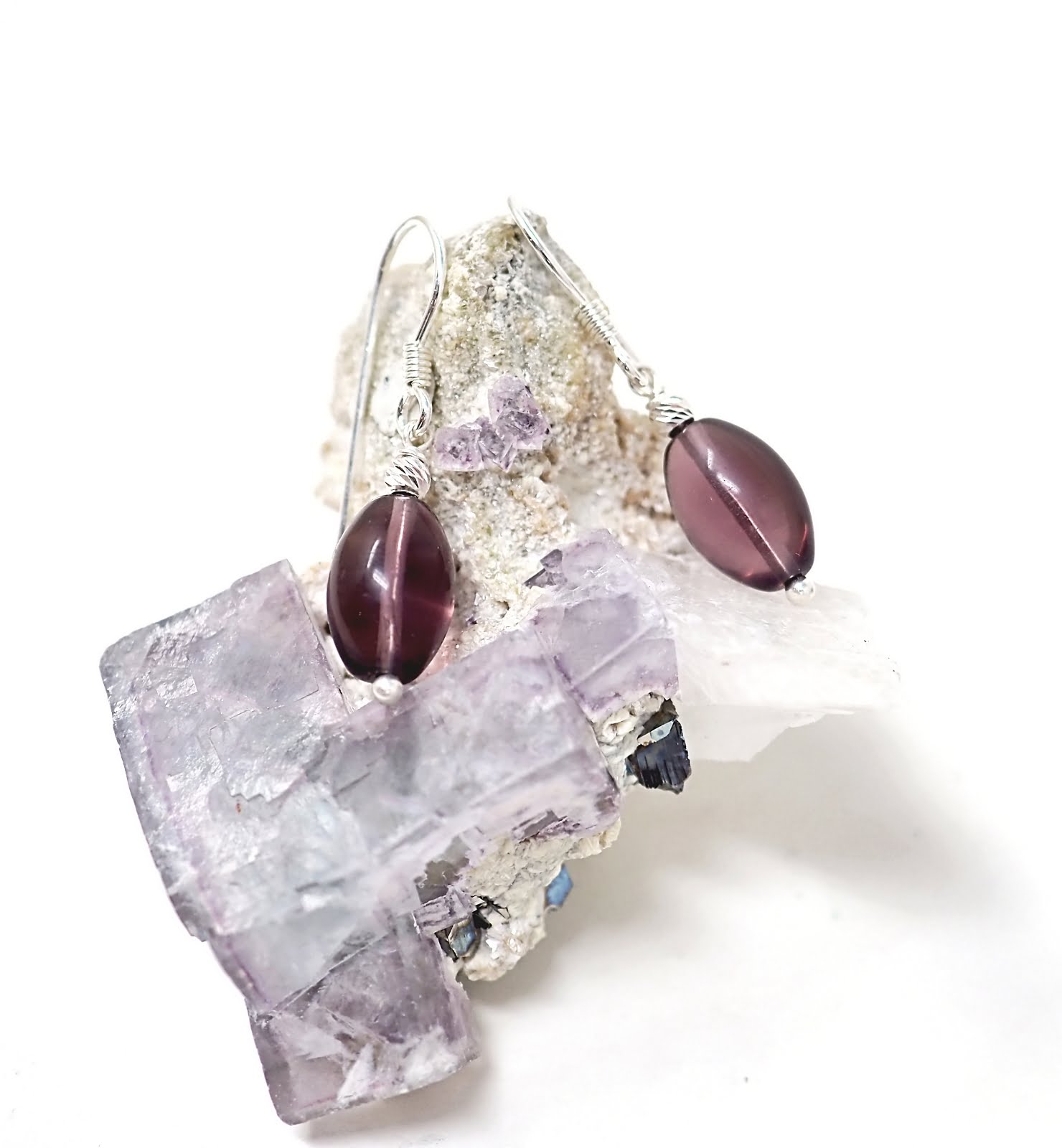 Bijoux faits main en fluorite - boucles d'oreilles Flo