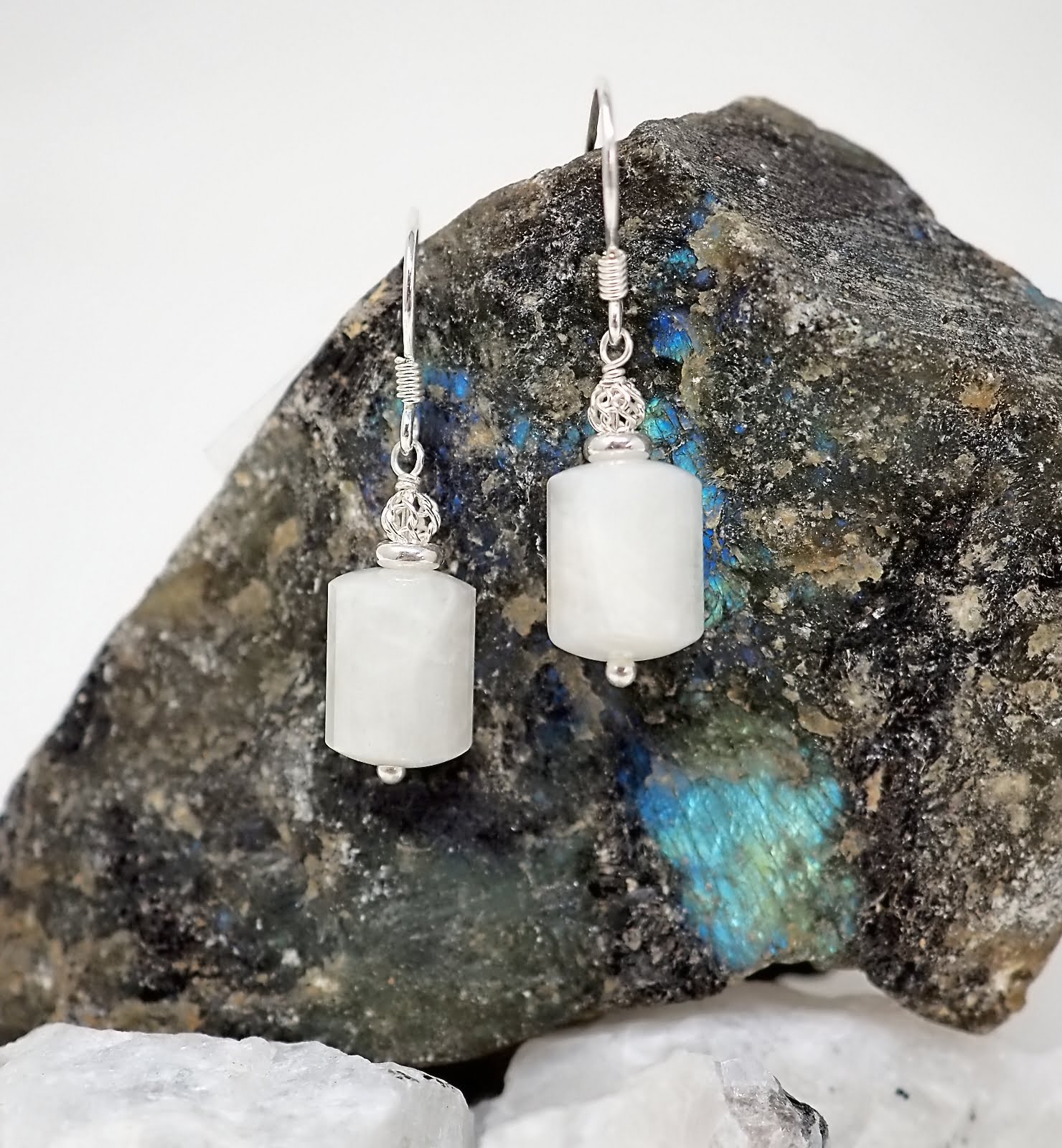 Faceted moonstone earrings