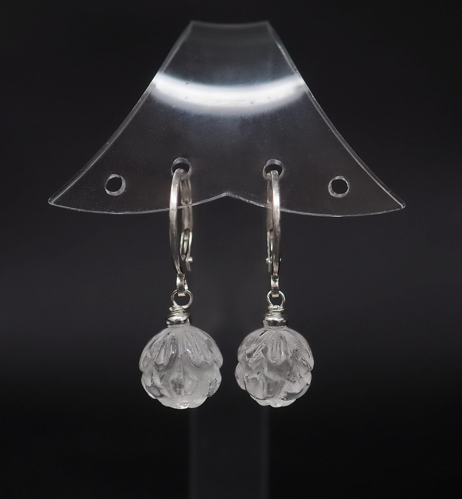 Carved crystal earrings