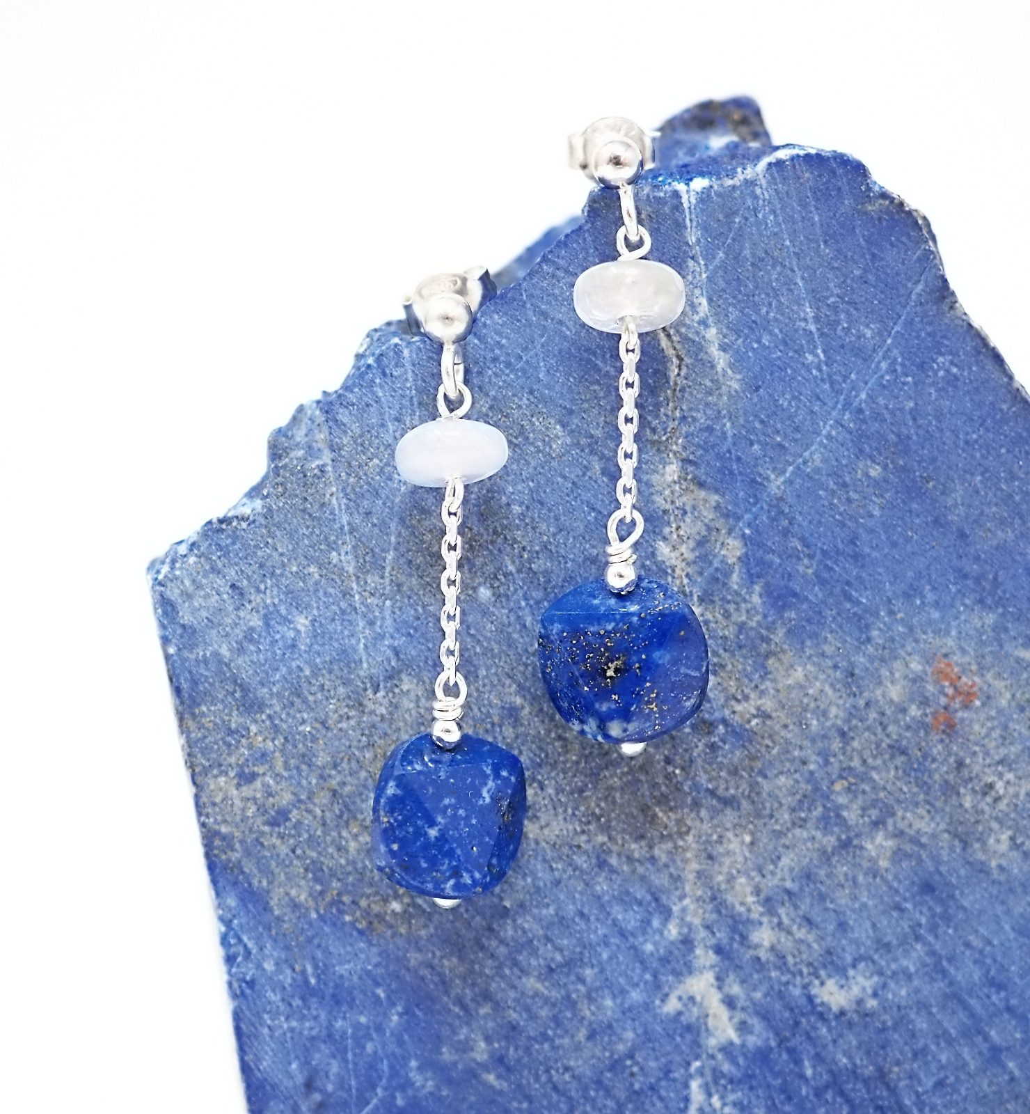 Lapis lazuli and moonstone earrings