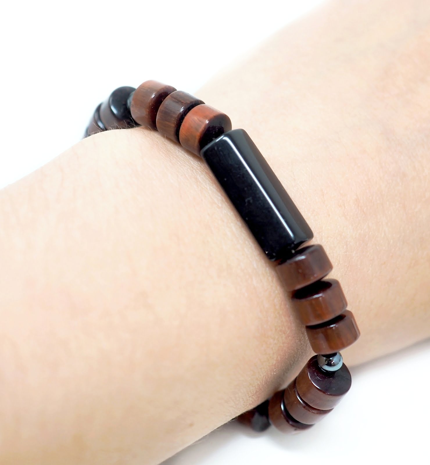 Bracelet oeil de taureau et onyx