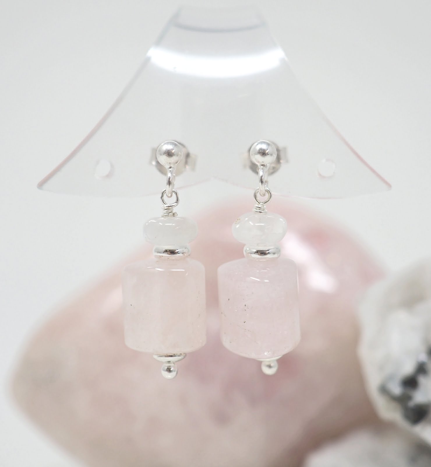 Morganite and moonstone earrings