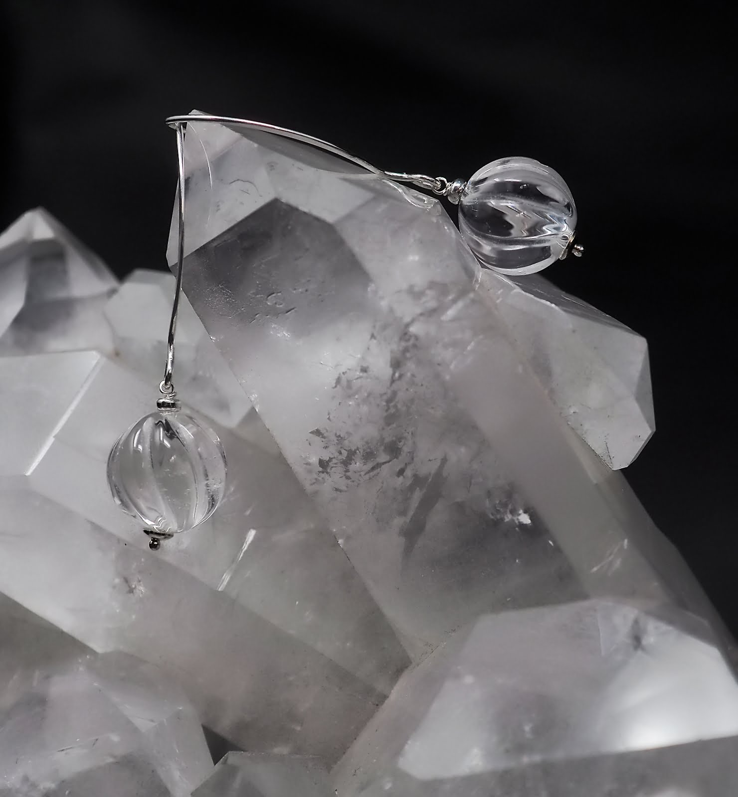 Carved crystal earrings