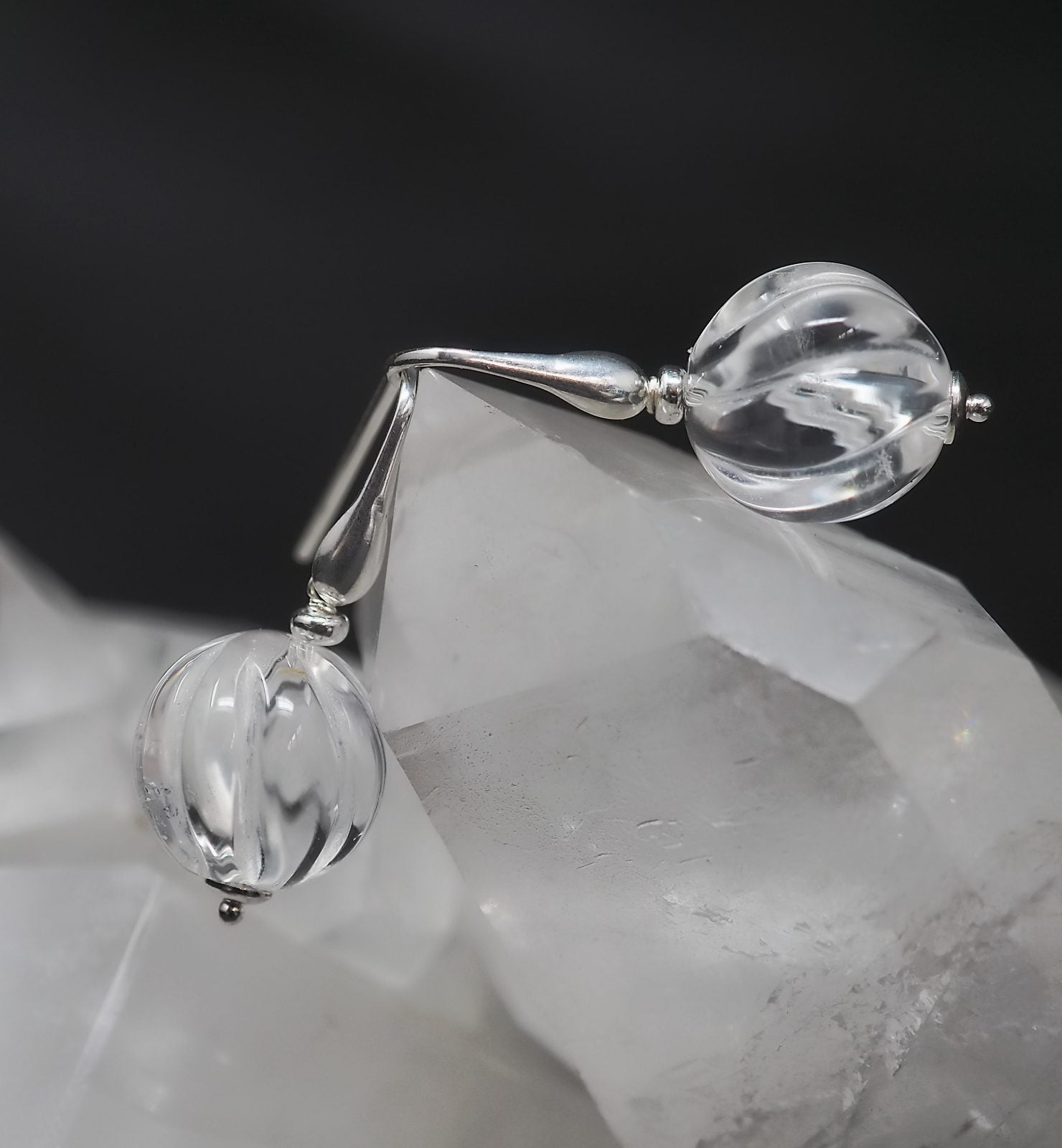 Carved crystal earrings