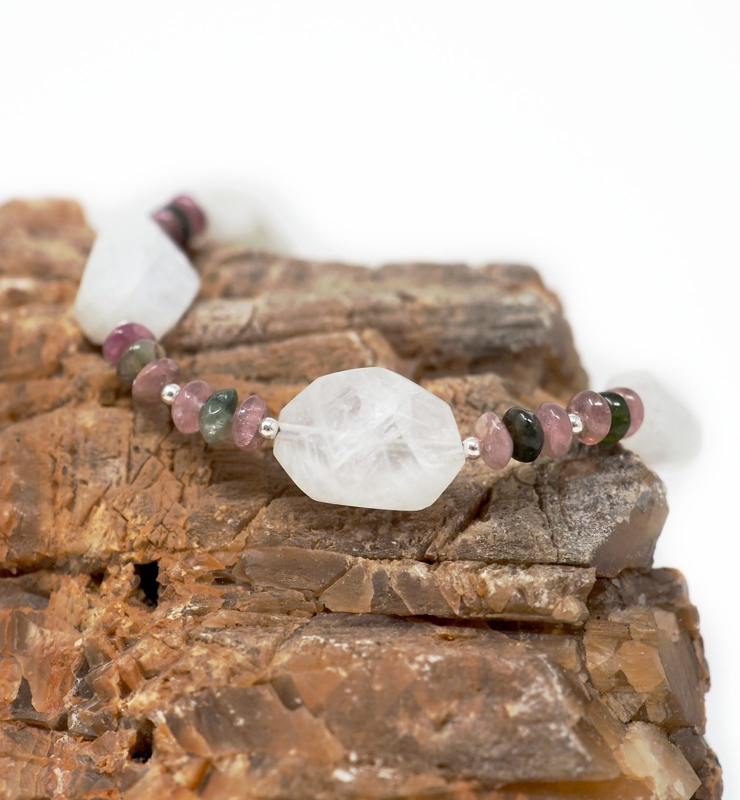 Moonstone and tourmaline bracelet