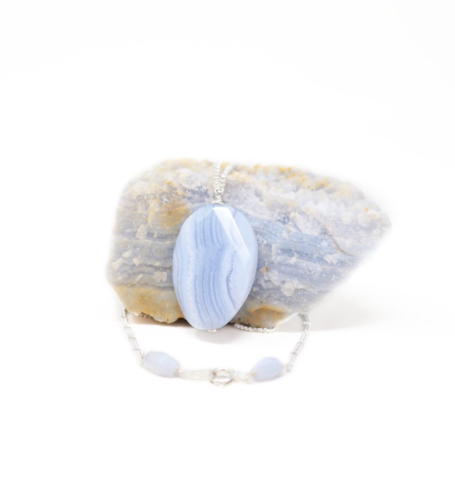 Chalcedony sterling silver necklace