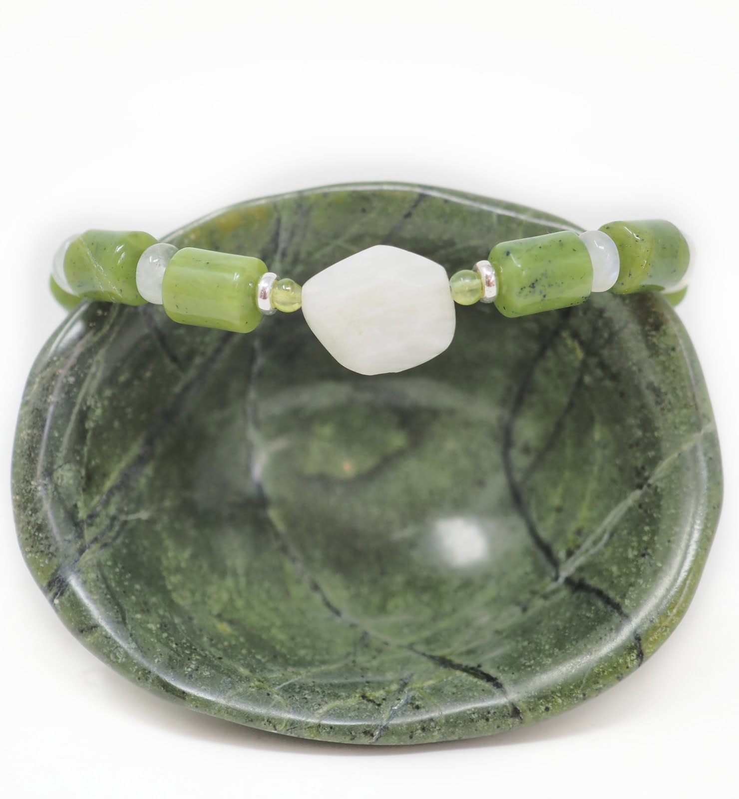 Nephrite Jade and moonstone bracelet