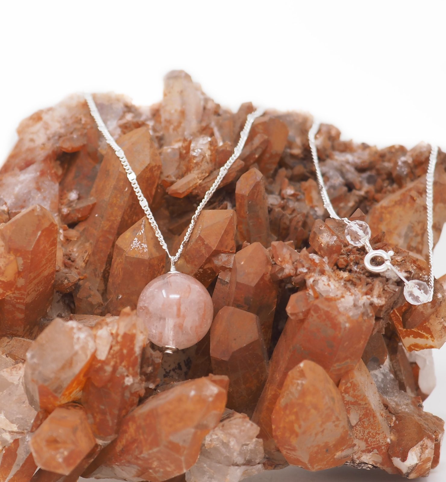 Ferruginous quartz sterling silver necklace