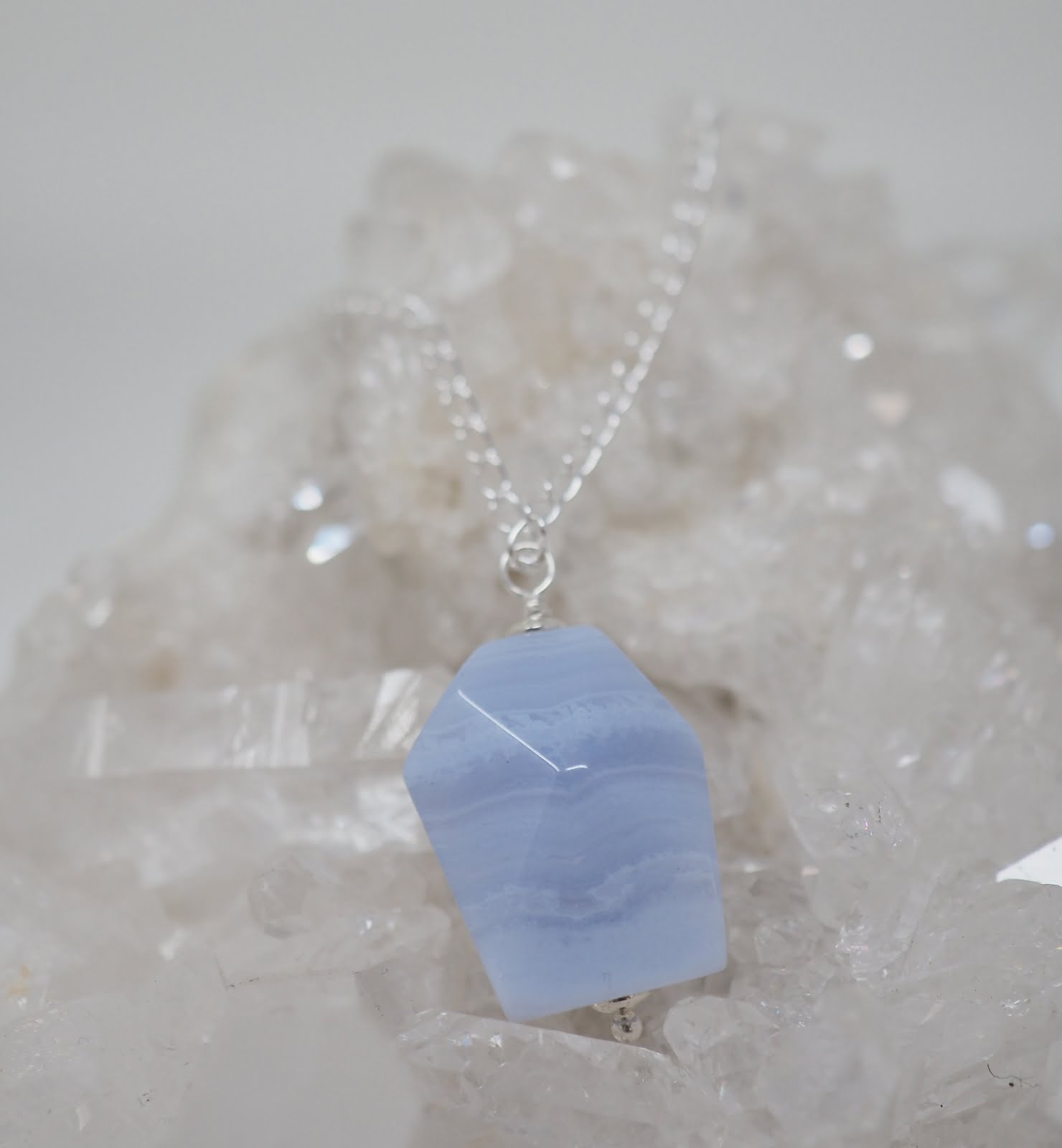 Chalcedony sterling silver necklace