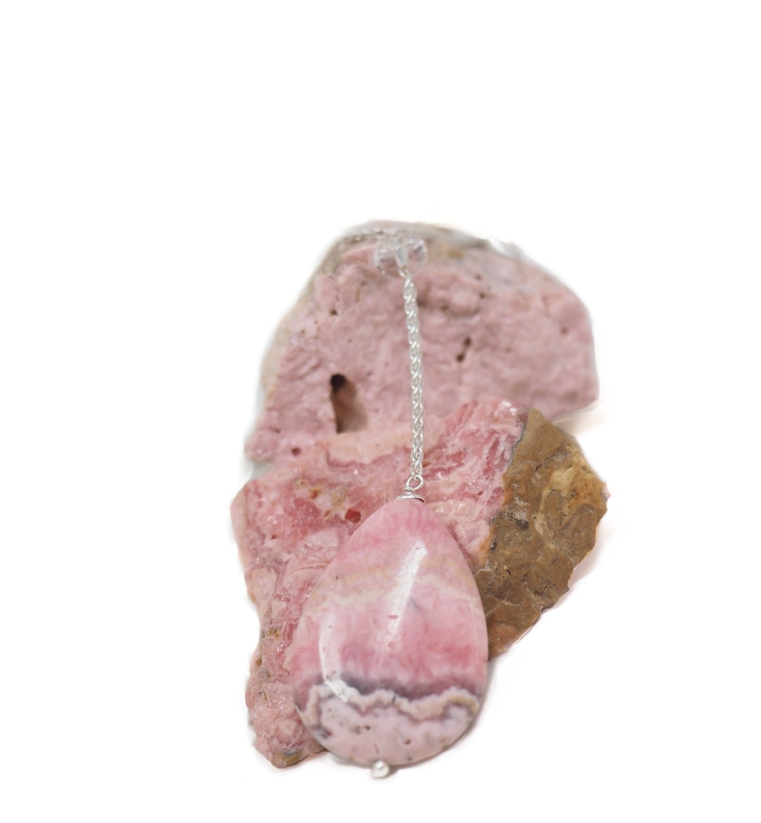 Rhodochrosite and sterling silver necklace